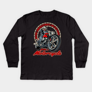 Never underestimate an old man with a motorcycle,badass biker,funny motorcycle Kids Long Sleeve T-Shirt